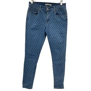 Levi's 710 Super Skinny Jeans Womens 30x30 Blue Checkered Checkerboard Print